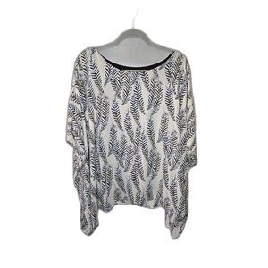 Karen Kane Women's On Safari Feather Graphic Layered Scarf Top Size Medium